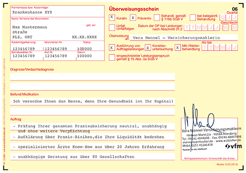 Krankenkasse Überweisungsschein Muster