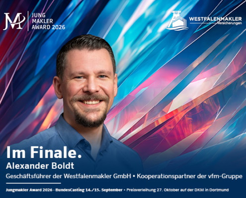 Das Bild zeigt den Makler Alexander Boldt, der im Finale des Jungmakler-Awards 2026 steht.